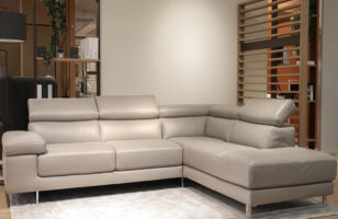 natuzzi b619 grey leather corner sofa