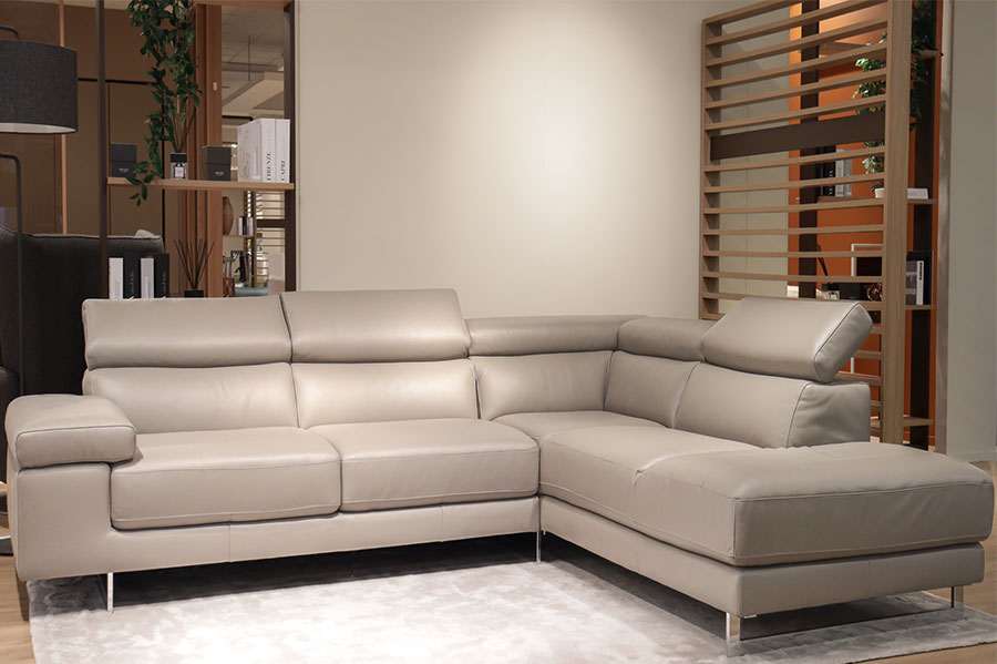 natuzzi b619 grey leather corner sofa