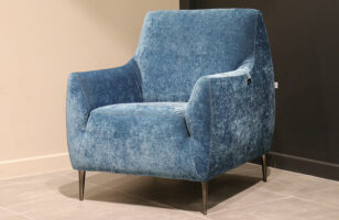 norcia blue velvet fabric armchair