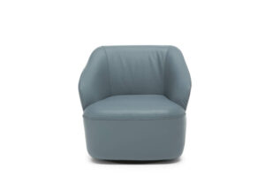 natuzzi editions C219 blue leather armchair with swivel base